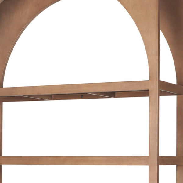 HomeRoots 47" Brown Arched Solid Wood Five-Tier Bookcase – Elegant Storage Solution for Any Room Decor Style 611033