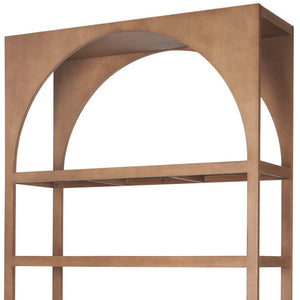 HomeRoots 47" Brown Arched Solid Wood Five-Tier Bookcase – Elegant Storage Solution for Any Room Decor Style 611033