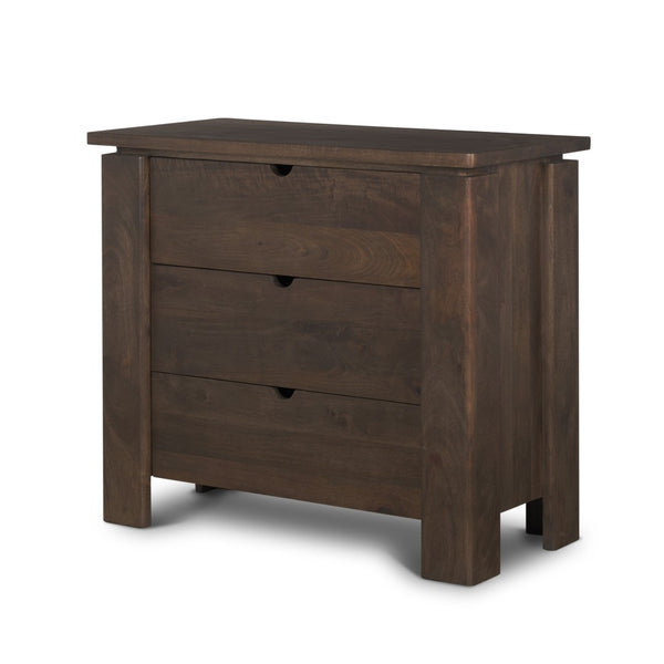 HomeRoots 36" Dark Brown Solid Mango Wood Accent Cabinet with 3 Drawers for Stylish Storage & Easy Use 611037