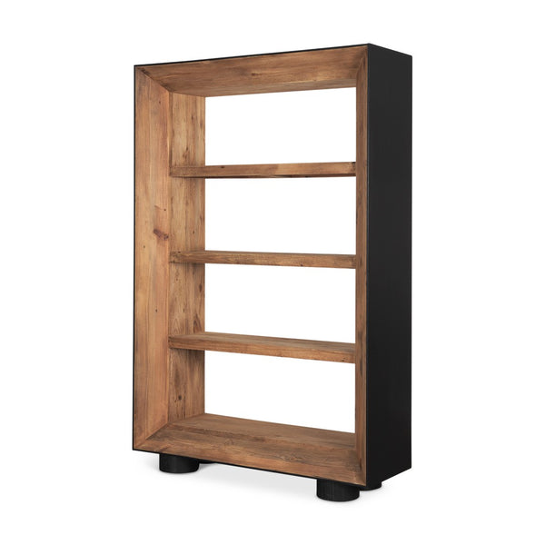 HomeRoots 72" Vintage Distressed Solid Wood Three-Tier Bookcase for Rustic Storage and Display in Any Room 611042