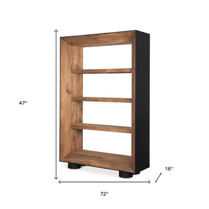 HomeRoots 72" Vintage Distressed Solid Wood Three-Tier Bookcase for Rustic Storage and Display in Any Room 611042