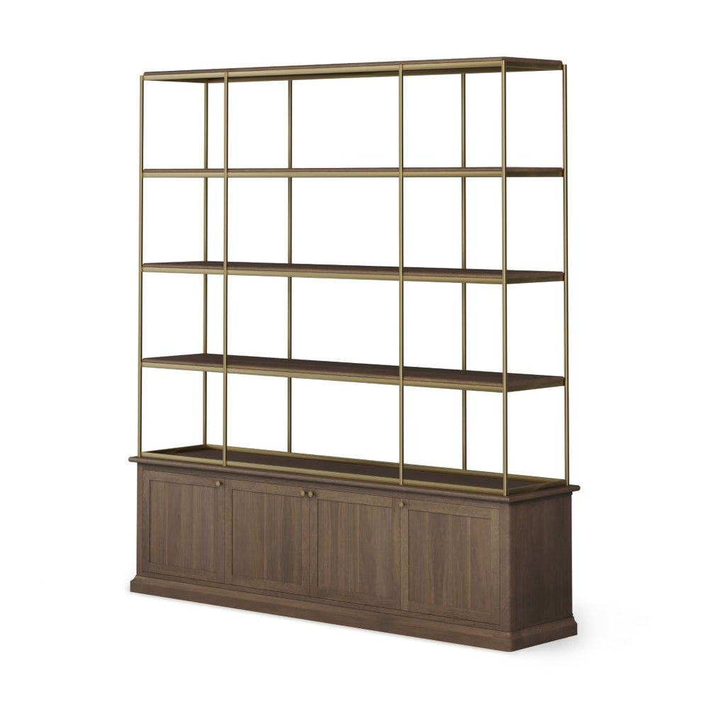 HomeRoots 82" Vintage Character Four-Tier Bookcase - Distressed Metal & Solid Wood, Perfect for Any Space! 611044