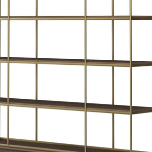 Homeroots 82" Antiqued Brass Four-tier Bookcase - Distressed Metal & Solid Wood, Stylish Storage Solution!   611044