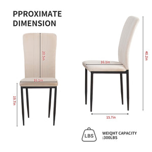 English Elm Dining Chair Set of 4 Velvet Upholstered Curved Back with Powder Coated Metal Legs Beige W3851P407823