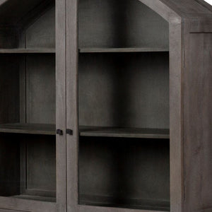 HomeRoots 73" Gray Solid Wood China Cabinet - Elegant Farmhouse Design with Display & Hidden Storage Solutions 611049