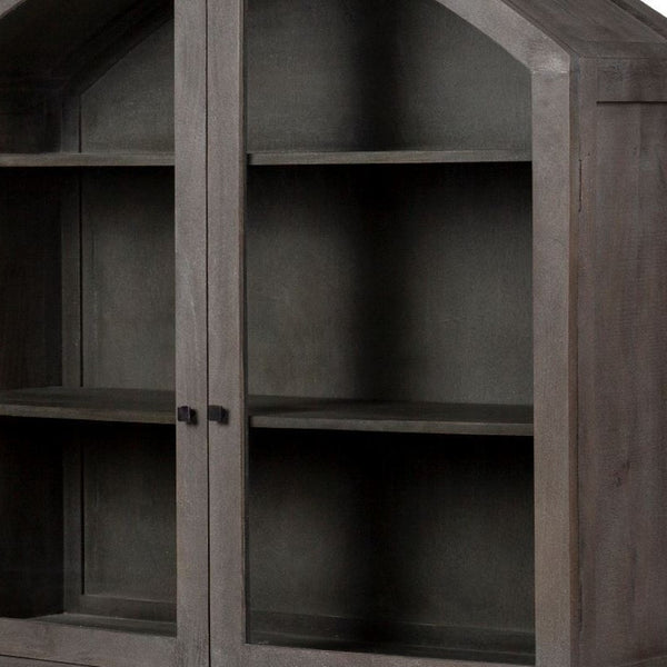 HomeRoots 73" Gray Solid Wood China Cabinet - Elegant Farmhouse Design with Display & Hidden Storage Solutions 611049