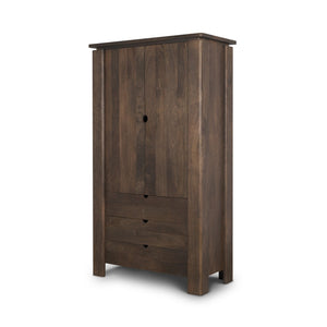 HomeRoots 40" Dark Brown Solid Wood Curio Cabinet - Elegant Storage with Two Doors & Three Drawers for Any Room 611050
