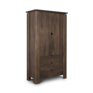 HomeRoots 40" Dark Brown Solid Wood Curio Cabinet - Elegant Storage with Two Doors & Three Drawers for Any Room 611050