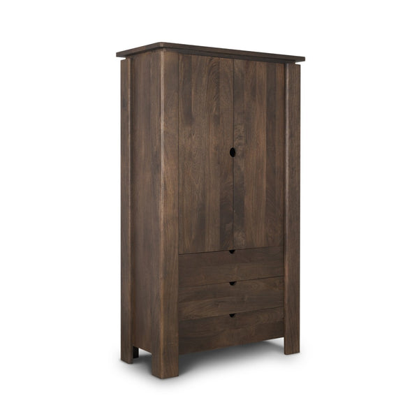 HomeRoots 40" Dark Brown Solid Wood Curio Cabinet - Elegant Storage with Two Doors & Three Drawers for Any Room 611050