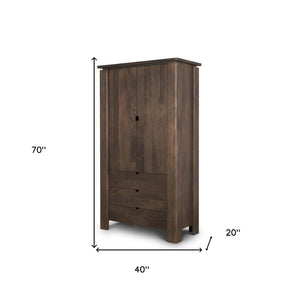 HomeRoots 40" Dark Brown Solid Wood Curio Cabinet - Elegant Storage with Two Doors & Three Drawers for Any Room 611050