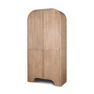 HomeRoots 72" Arched Solid Mango Wood Cabinet with Textured Doors - Stylish Storage for Any Room 611051