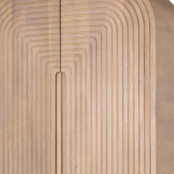 Homeroots 72" Natural Solid Wood Arched Cabinet With Four Stylish Doors - Perfect For Storage & Home Décor!  Solid Wood 611051