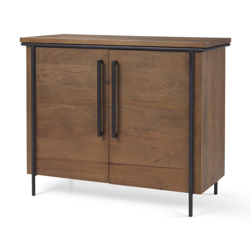 HomeRoots 40" Brown and Black Solid Wood & Metal Accent Cabinet – Stylish Storage for Any Room, Fully Assembled! 611062