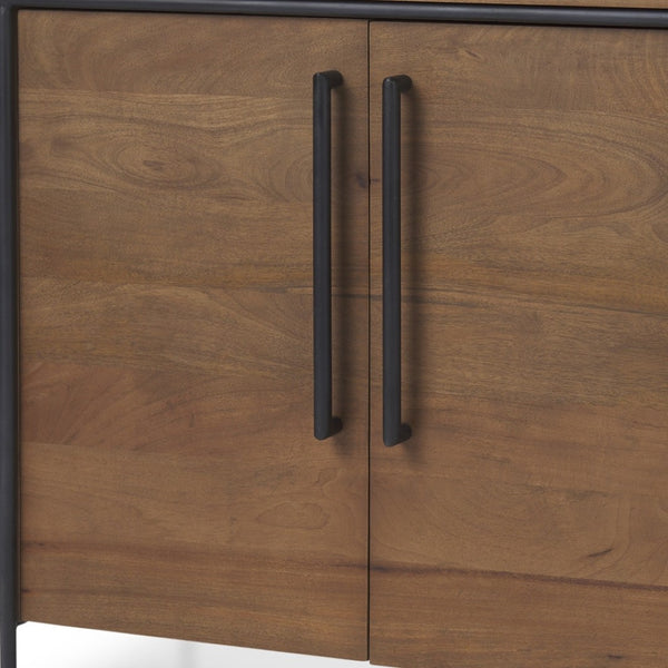 HomeRoots 40" Brown and Black Solid Wood & Metal Accent Cabinet – Stylish Storage for Any Room, Fully Assembled! 611062