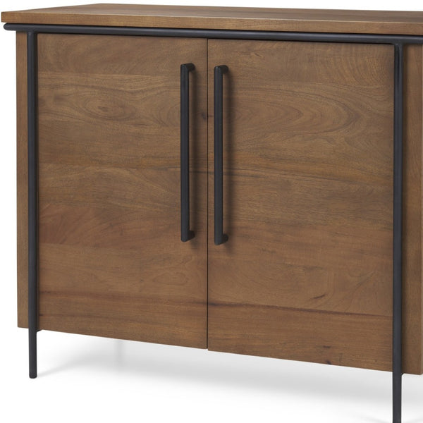 HomeRoots 40" Brown and Black Solid Wood & Metal Accent Cabinet – Stylish Storage for Any Room, Fully Assembled! 611062