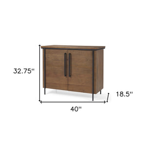 HomeRoots 40" Brown and Black Solid Wood & Metal Accent Cabinet – Stylish Storage for Any Room, Fully Assembled! 611062