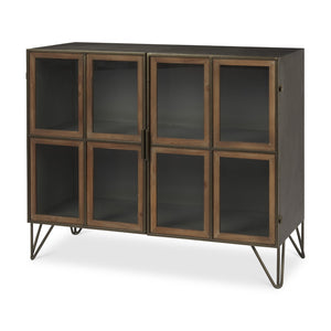 HomeRoots 37" Antiqued Brass & Brown Metal Wood Accent Cabinet - Rustic Charm & Display Space, No Assembly Needed! 611063