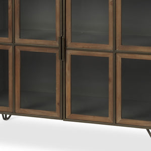HomeRoots 37" Antiqued Brass & Brown Metal Wood Accent Cabinet - Rustic Charm & Display Space, No Assembly Needed! 611063