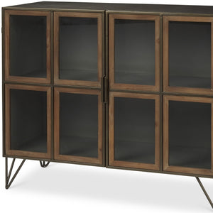 HomeRoots 37" Antiqued Brass & Brown Metal Wood Accent Cabinet - Rustic Charm & Display Space, No Assembly Needed! 611063