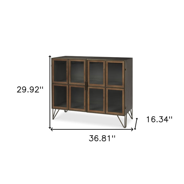 HomeRoots 37" Antiqued Brass & Brown Metal Wood Accent Cabinet - Rustic Charm & Display Space, No Assembly Needed! 611063