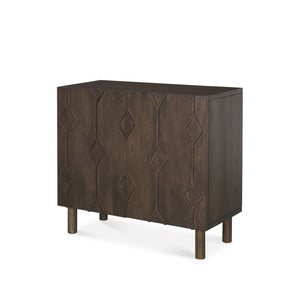 HomeRoots 36" Dark Brown Solid Wood Geometric Accent Cabinet – Stylish Storage Solution for Any Space! 611065