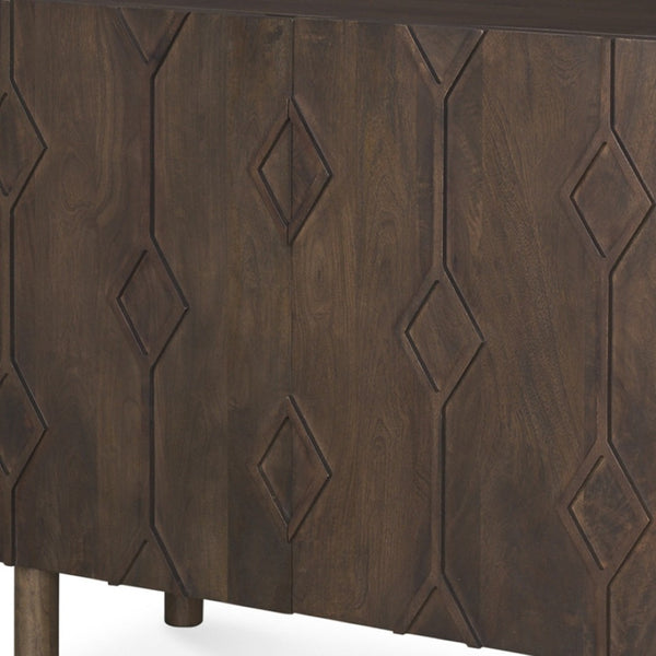 HomeRoots 36" Dark Brown Solid Wood Geometric Accent Cabinet – Stylish Storage Solution for Any Space! 611065