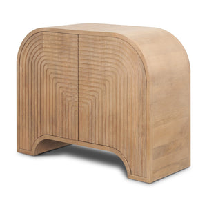 HomeRoots 32" Natural Solid Wood Textured Accent Cabinet with Two Doors - Rustic Charm & Ample Storage Solutions 611067