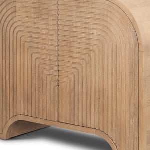 HomeRoots 32" Natural Solid Wood Textured Accent Cabinet with Two Doors - Rustic Charm & Ample Storage Solutions 611067