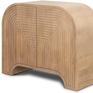HomeRoots 32" Natural Solid Wood Textured Accent Cabinet with Two Doors - Rustic Charm & Ample Storage Solutions 611067