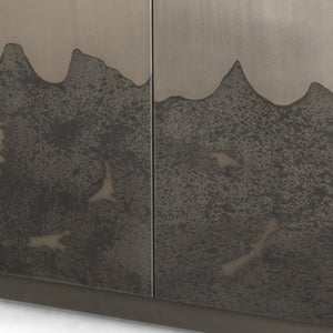 Homeroots 30" Gray Distressed Metal Accent Cabinet – Stylish Storage Solution With Textured Doors And Chic Design  Metal 611068