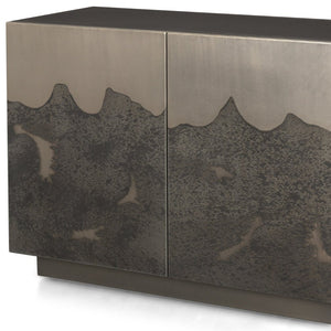 Homeroots 30" Gray Distressed Metal Accent Cabinet – Stylish Storage Solution With Textured Doors And Chic Design  Metal 611068