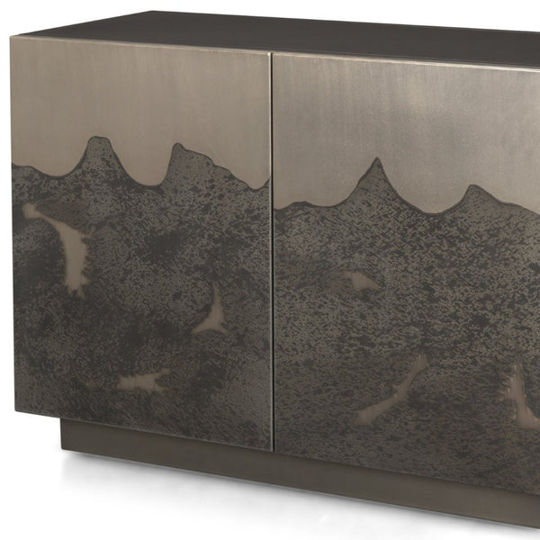 Homeroots 30" Gray Distressed Metal Accent Cabinet – Stylish Storage Solution With Textured Doors And Chic Design  Metal 611068