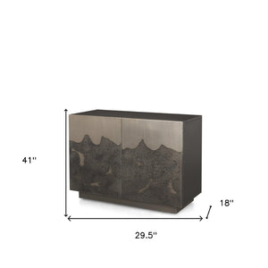 Homeroots 30" Gray Distressed Metal Accent Cabinet – Stylish Storage Solution With Textured Doors And Chic Design  Metal 611068