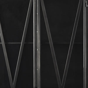 HomeRoots 38" Black Glass and Metal Display Cabinet - Modern Industrial Storage with 2 Doors & 4 Tiers 611069