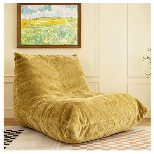 English Elm Ftmmc-huangse Chenille Bean Bag Chair Ergonomic Full Body Support Lounge Seat Yellow W3737P423385