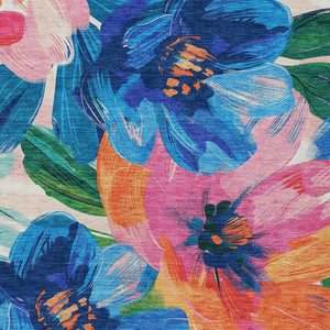 HomeRoots 5' Stylish Navy Blue Floral Area Rug - Durable, Washable, Indoor/Outdoor Perfect for Any Space 8' X 10' 611074
