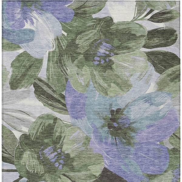 HomeRoots 5' Indoor Outdoor Area Rug in Olive and Fern Green Floral Design – Durable, Machine Washable Comfort 5' X 8' 611079