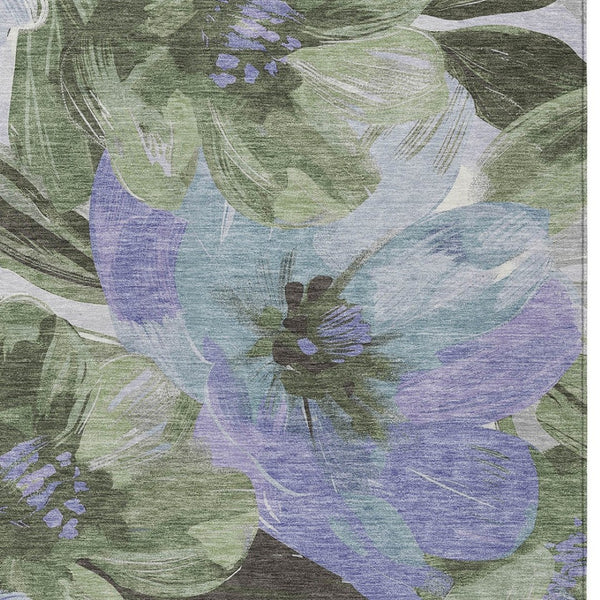 HomeRoots 5' Indoor Outdoor Area Rug in Olive and Fern Green Floral Design – Durable, Machine Washable Comfort 5' X 8' 611079