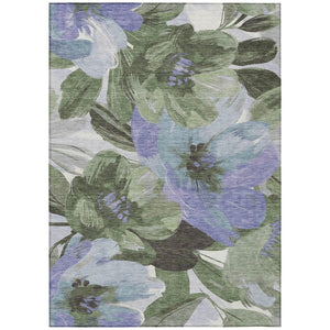 HomeRoots 5' Indoor Outdoor Area Rug in Olive and Fern Green Floral Design – Durable, Machine Washable Comfort 8' X 10' 611081