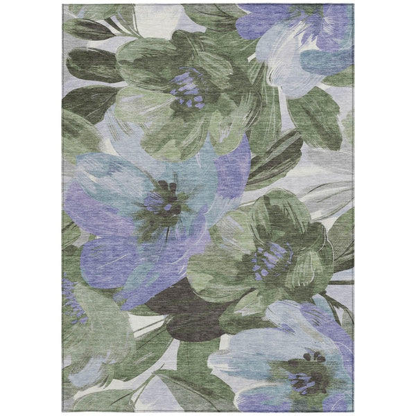 HomeRoots 5' Indoor Outdoor Area Rug in Olive and Fern Green Floral Design – Durable, Machine Washable Comfort 10' X 14' 611083