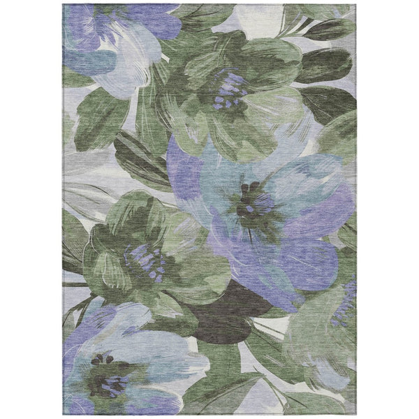 HomeRoots 5' Indoor Outdoor Area Rug in Olive and Fern Green Floral Design – Durable, Machine Washable Comfort 10' X 14' 611083
