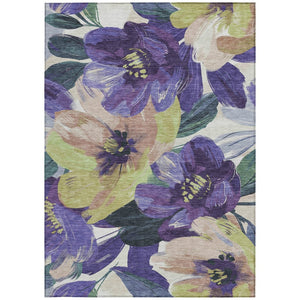 HomeRoots 5' Purple and Lavender Floral Area Rug - Durable, Washable Design for Indoor and Outdoor Spaces 5' X 8' 611085