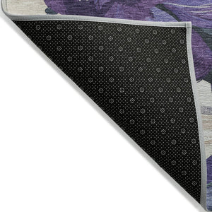 HomeRoots 5' Purple and Lavender Floral Area Rug - Durable, Washable Design for Indoor and Outdoor Spaces 9' X 12' 611088