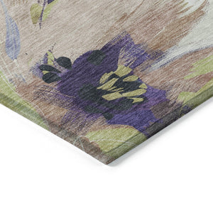 HomeRoots 5' Purple and Lavender Floral Area Rug - Durable, Washable Design for Indoor and Outdoor Spaces 9' X 12' 611088