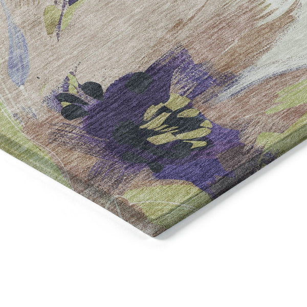 HomeRoots 5' Purple and Lavender Floral Area Rug - Durable, Washable Design for Indoor and Outdoor Spaces 9' X 12' 611088