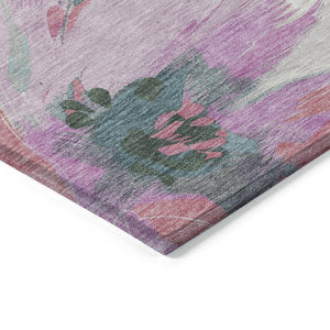 HomeRoots 5' Teal Blue and Aqua Floral Area Rug - Durable, Washable Design for Indoor and Outdoor Spaces 5' X 8' 611097
