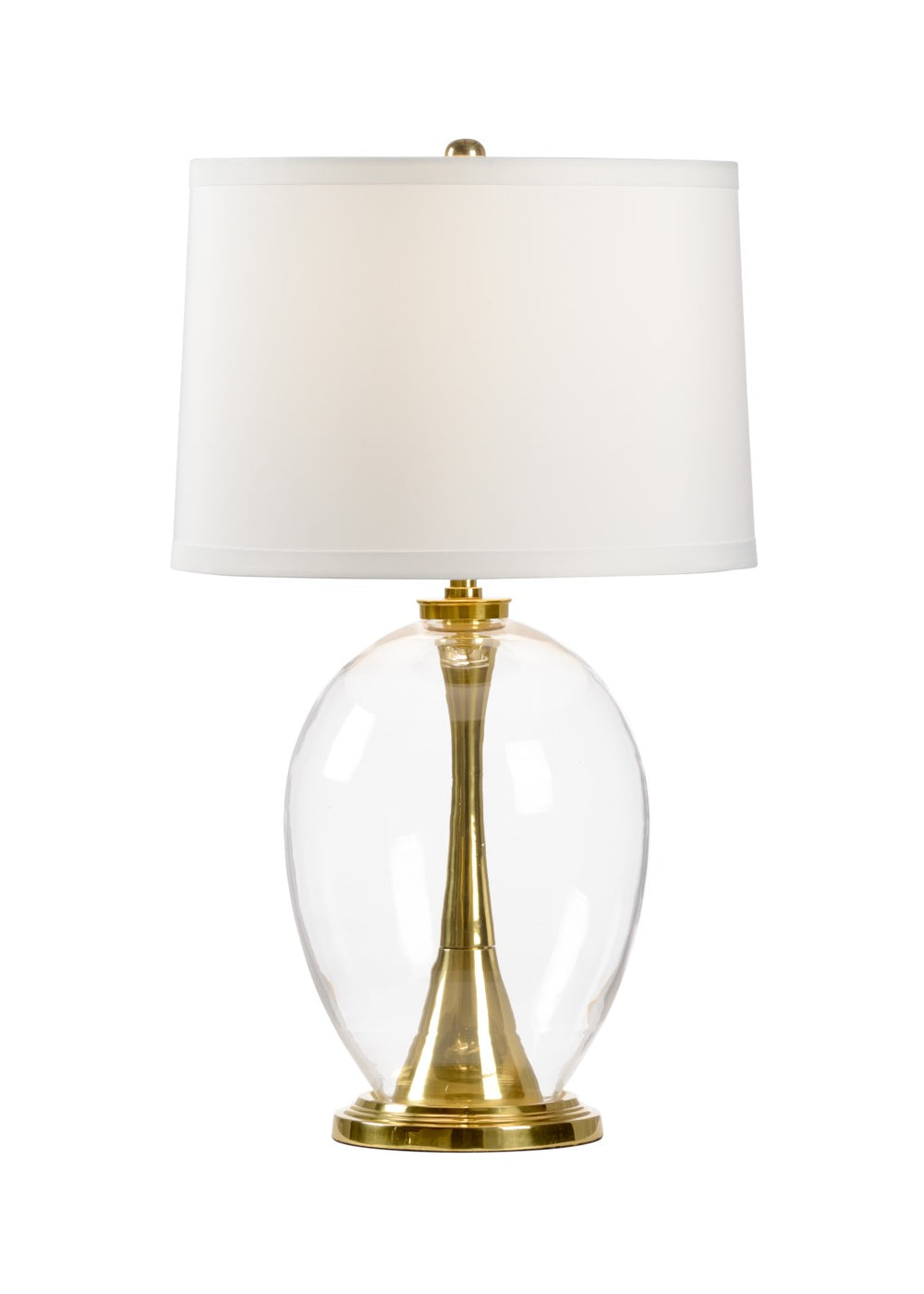 Wildwood Allanah Glass Table Lamp With Polished Brass Accents And Off-White Silk Shade — Transitional Elegance 61110