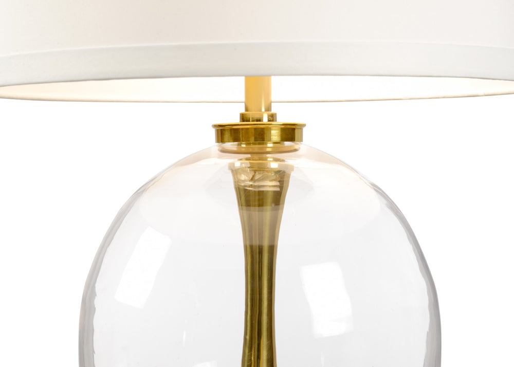 Wildwood Allanah Glass Table Lamp With Polished Brass Accents And Off-White Silk Shade — Transitional Elegance 61110