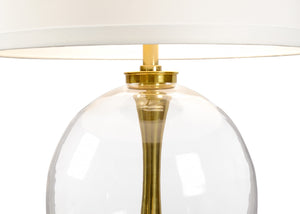 Wildwood Allanah Glass Table Lamp With Polished Brass Accents And Off-White Silk Shade — Transitional Elegance 61110