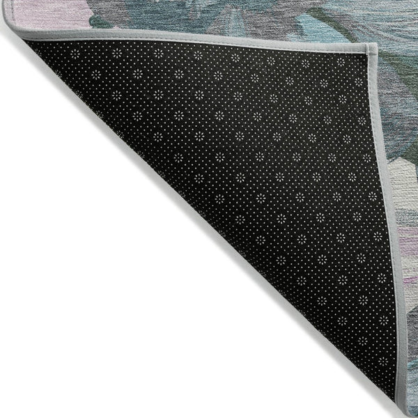 HomeRoots 9' Indoor Outdoor Teal Blue Aqua Floral Area Rug - Washable, Durable, Versatile for Any Space! 611100